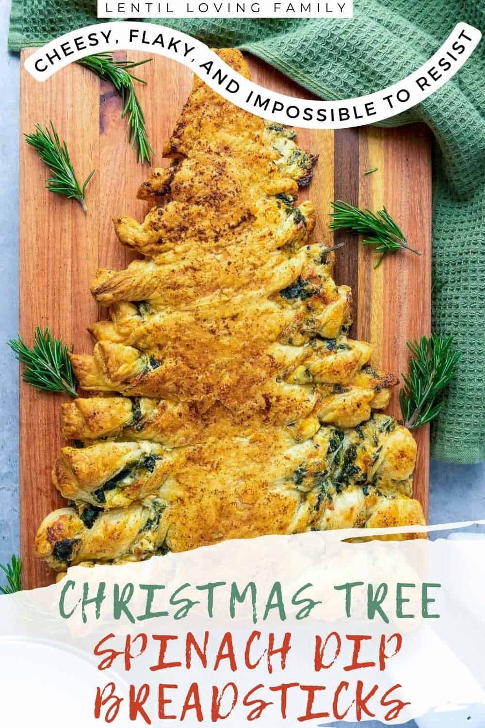 Christmas tree spinach dip breadsticks.