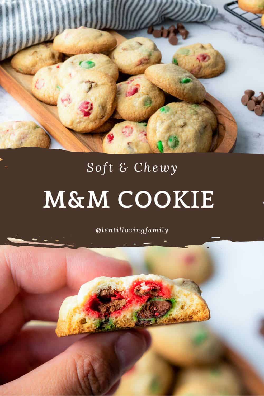 M&M cookies Pinterest image.