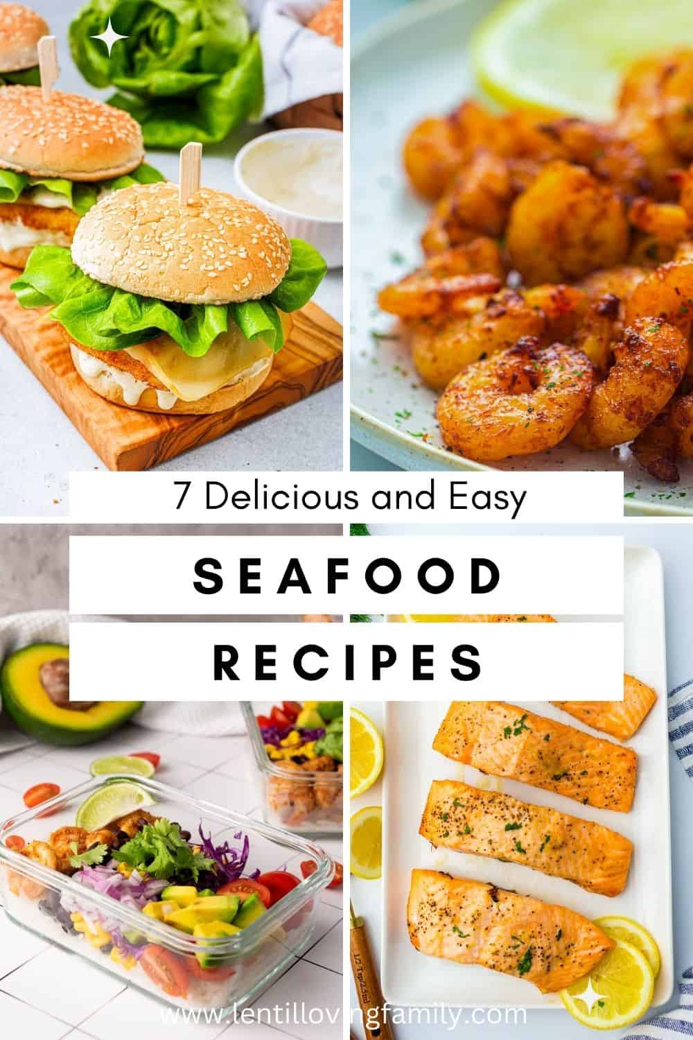 Seafood recipes Pinterest images.