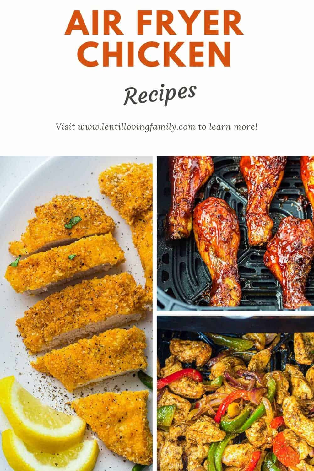 Air fryer chicken recipes Pinterest image.