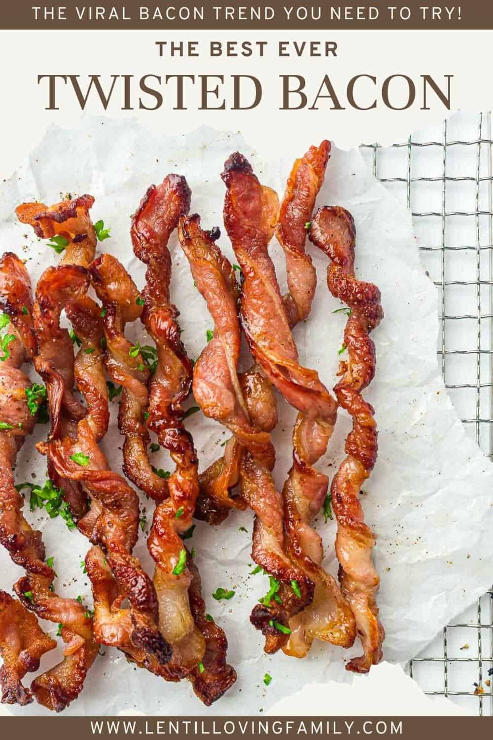 Twisted bacon Pinterest image.