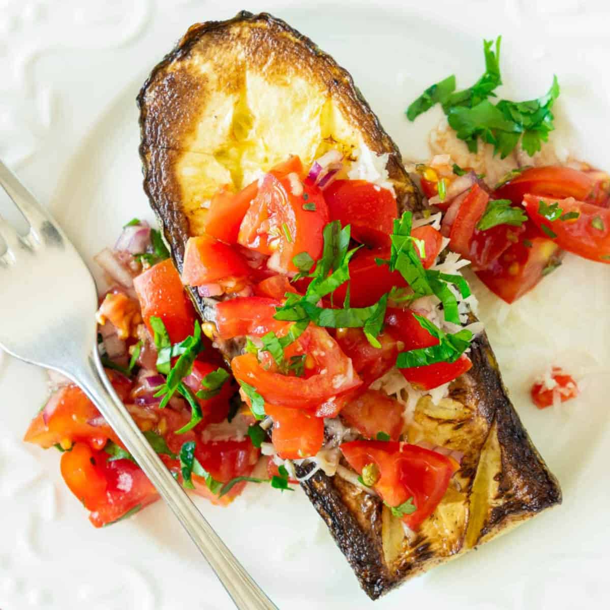 Tomato topping added to the serving plate.