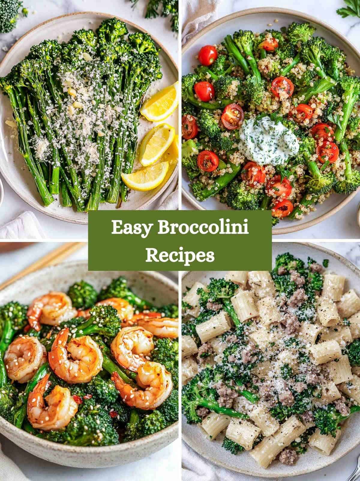 Collage of broccolini recipes.