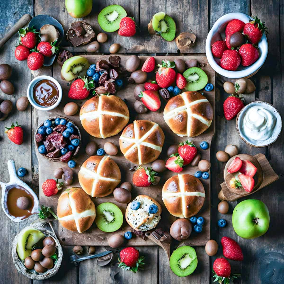 Hot cross bun breakfast board.