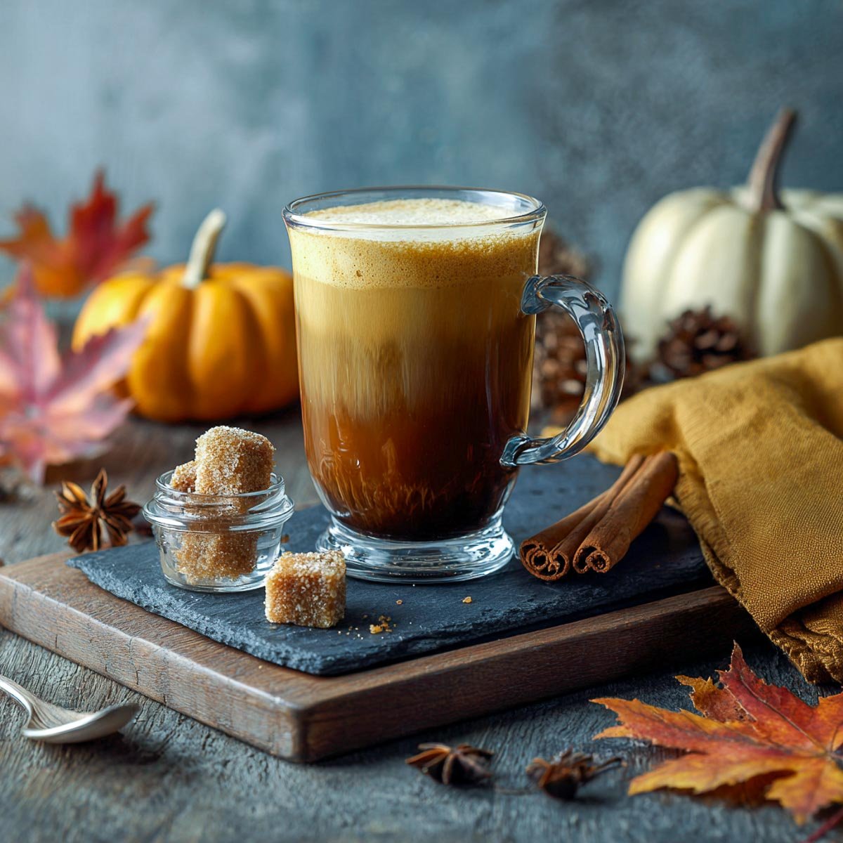 Brown sugar oatmilk espresso in clear glass with layered syrup.