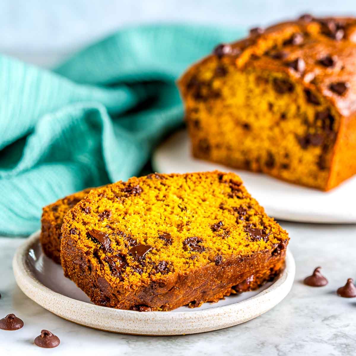 Freshly baked pumpkin recipe made in the air fryer on marble surface.
