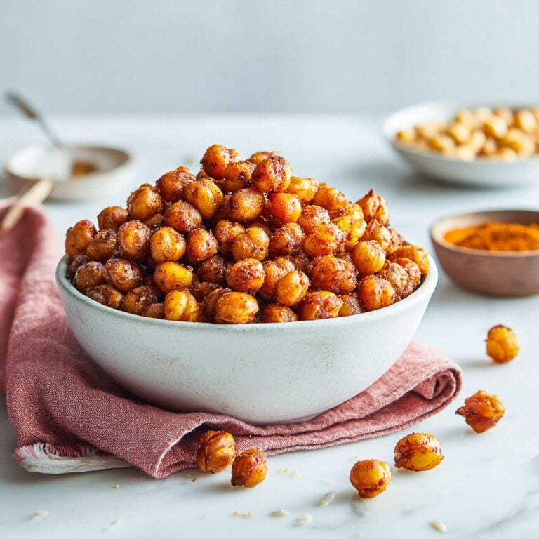 Crispy roasted masala chickpeas served in a bowl, spiced and golden.