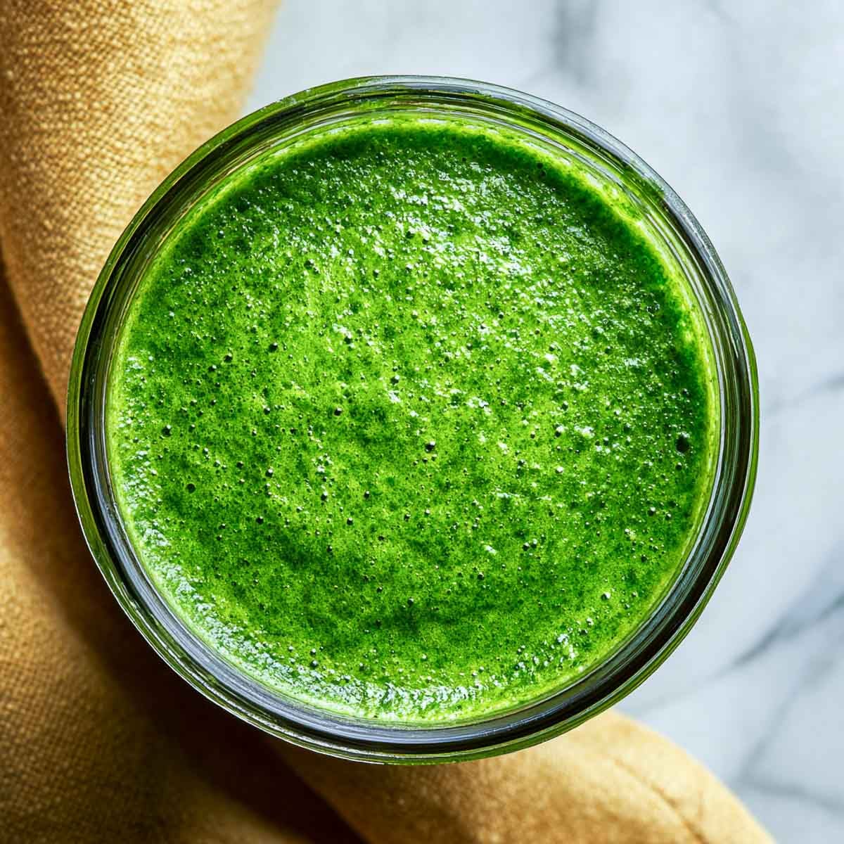 Smooth blended spinach purée prepared for the Lamb Palak recipe.
