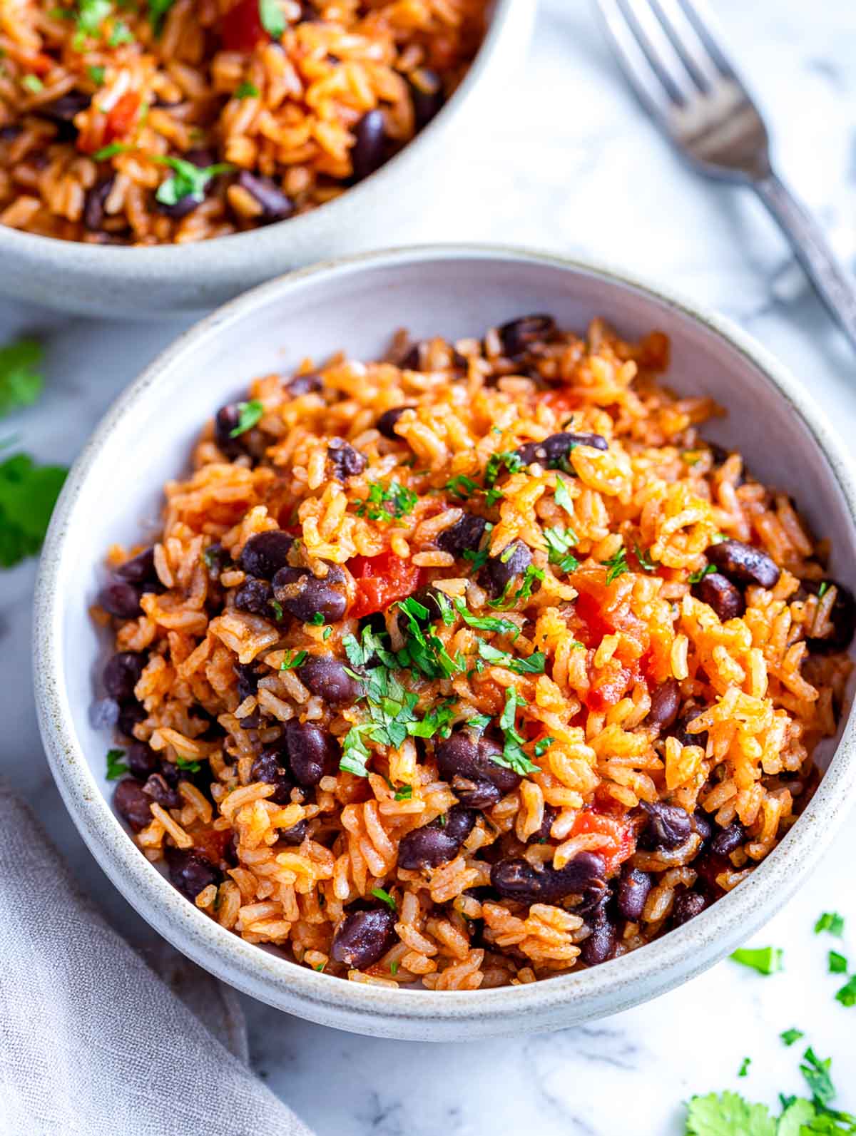 Rice cooker beans and rice with black beans and smoky paprika.